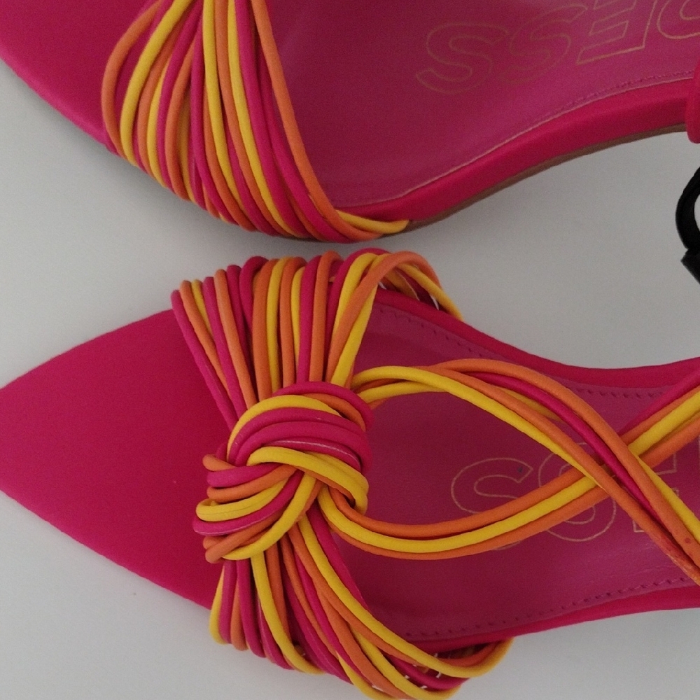 Express Pink and Yellow Strappy Heels - Picture 13 of 15